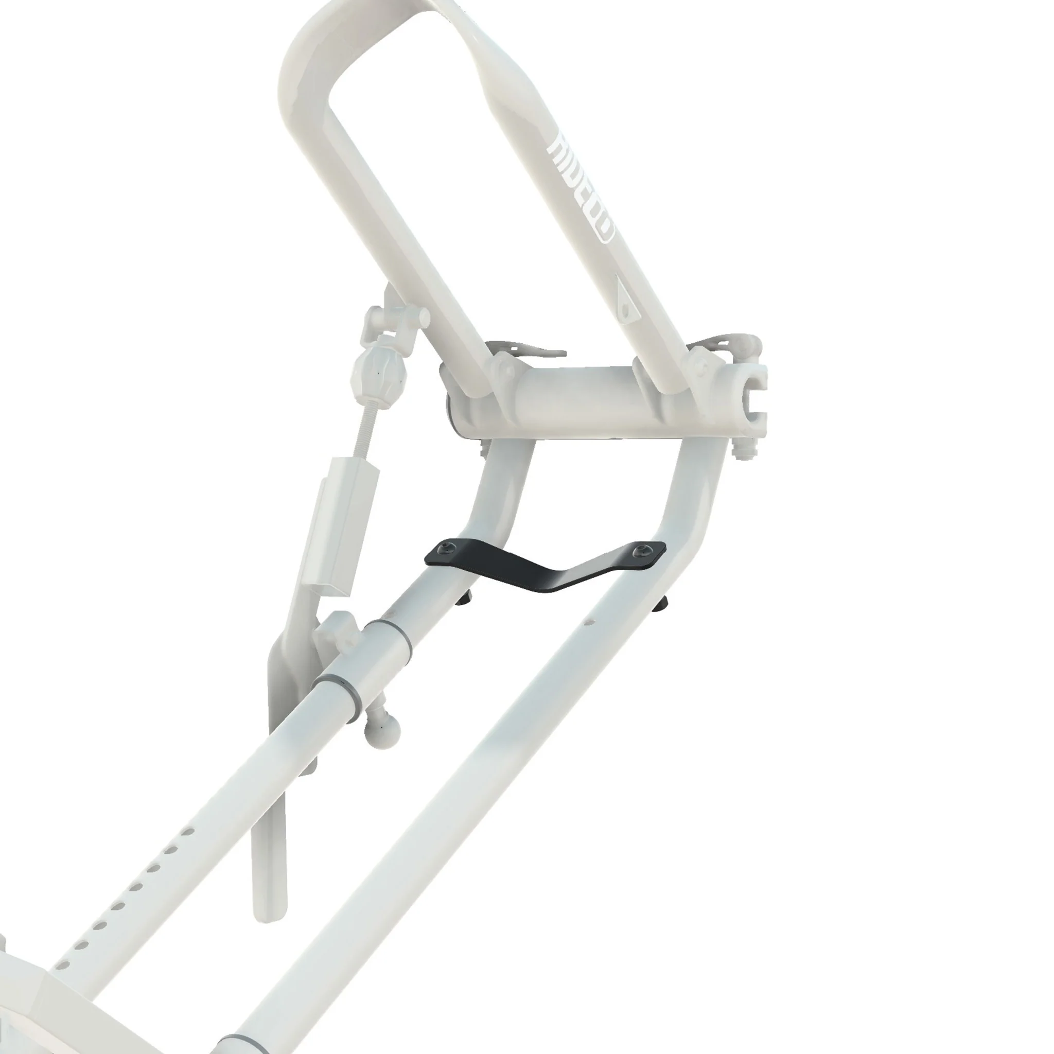 A black steel bracket mounted to the QR3 Bike Rack to adjust for smaller 20" or BMX wheels.