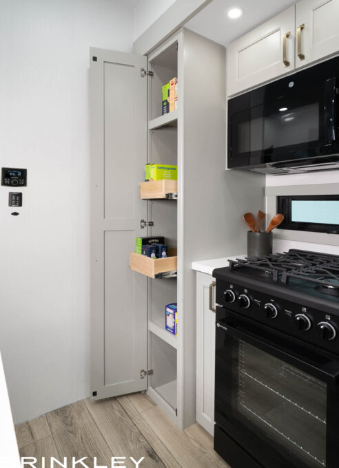 Large Fifth Wheel RV Pantry w/ Appliance Outlets and Drawers