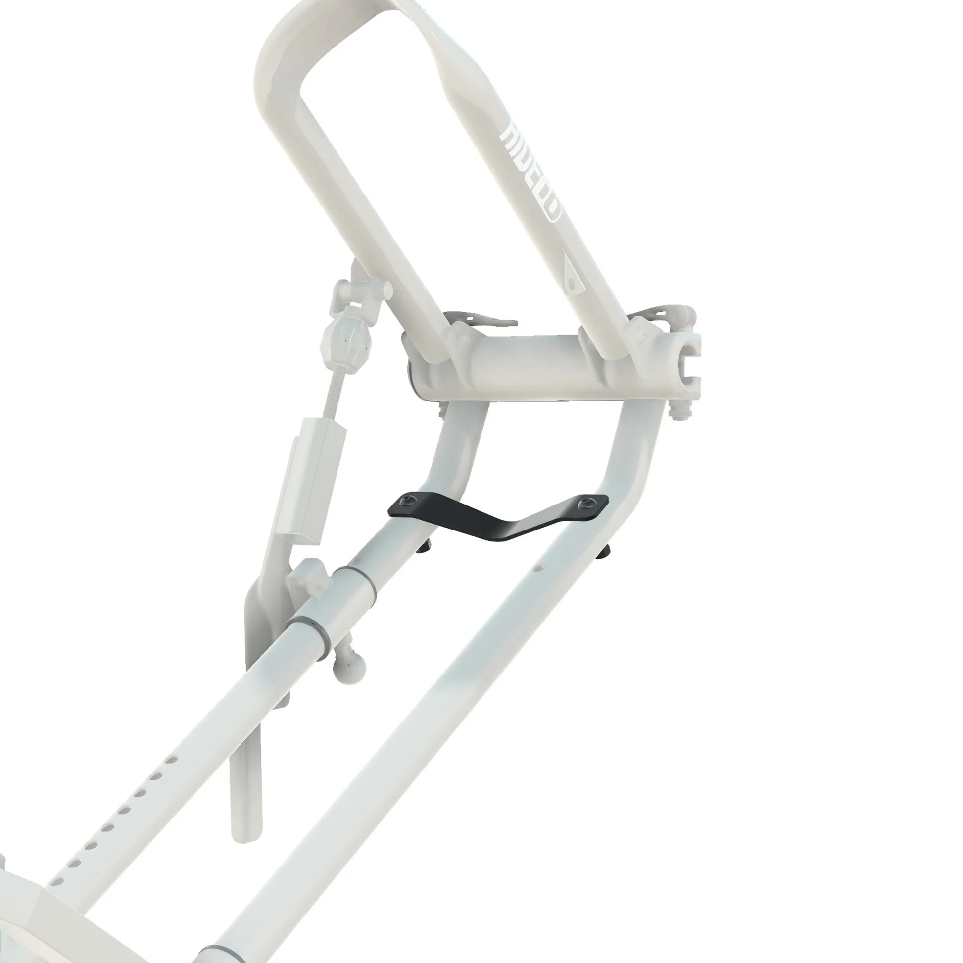 A black steel bracket mounted to the QR3 Bike Rack to adjust for smaller 20" or BMX wheels.