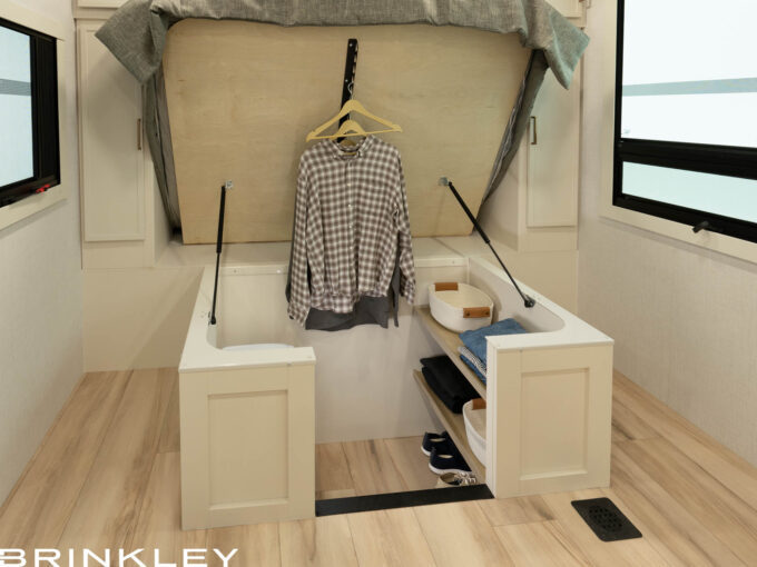 Model I 235 Travel Trailers Bedroom MaxSpace Split Level Wardrobe 2026 Brinkley RV 9392