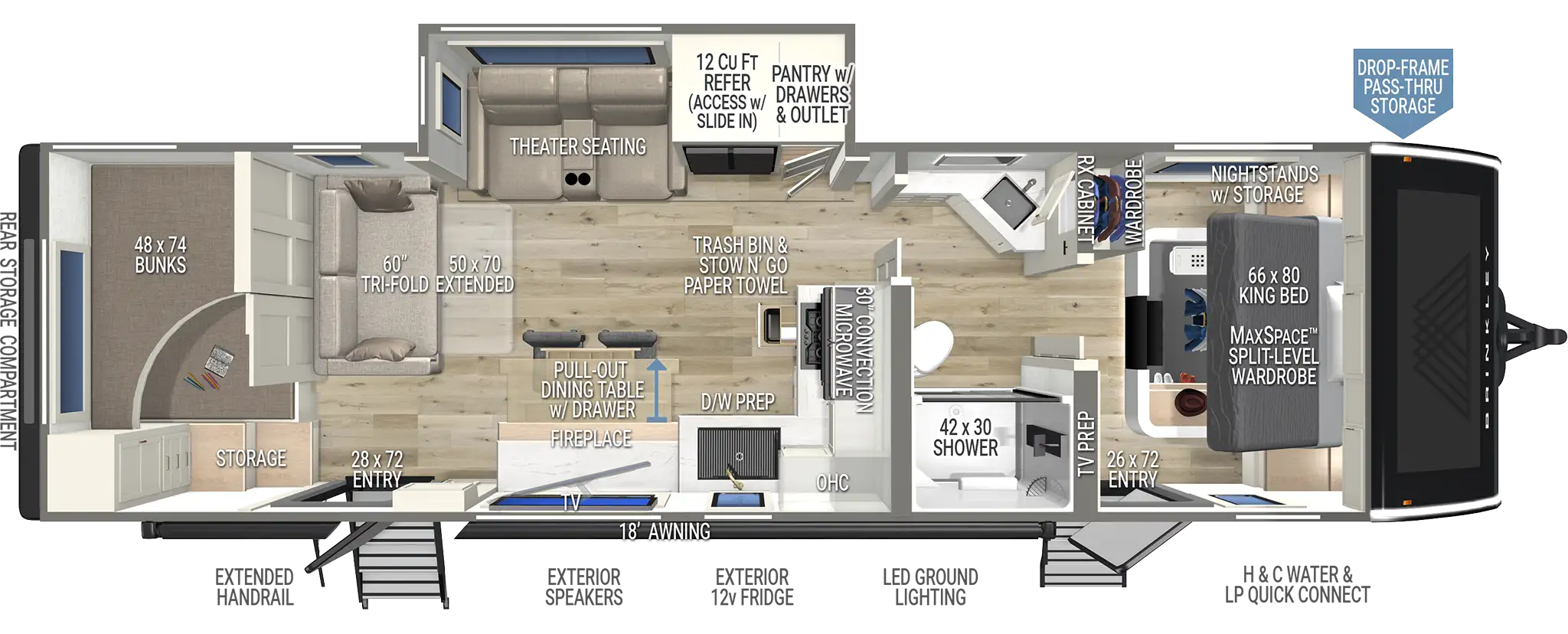 Model I 294 Luxury Travel Trailers with Bunk Beds by Brinkley RV