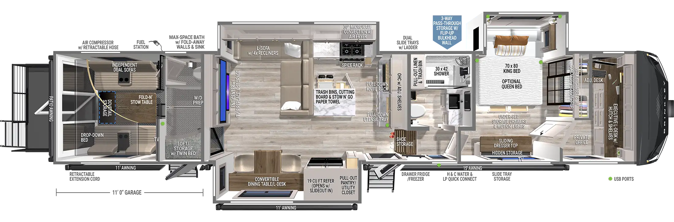 Luxury Fifth Wheel Floorplan with Price Office Space