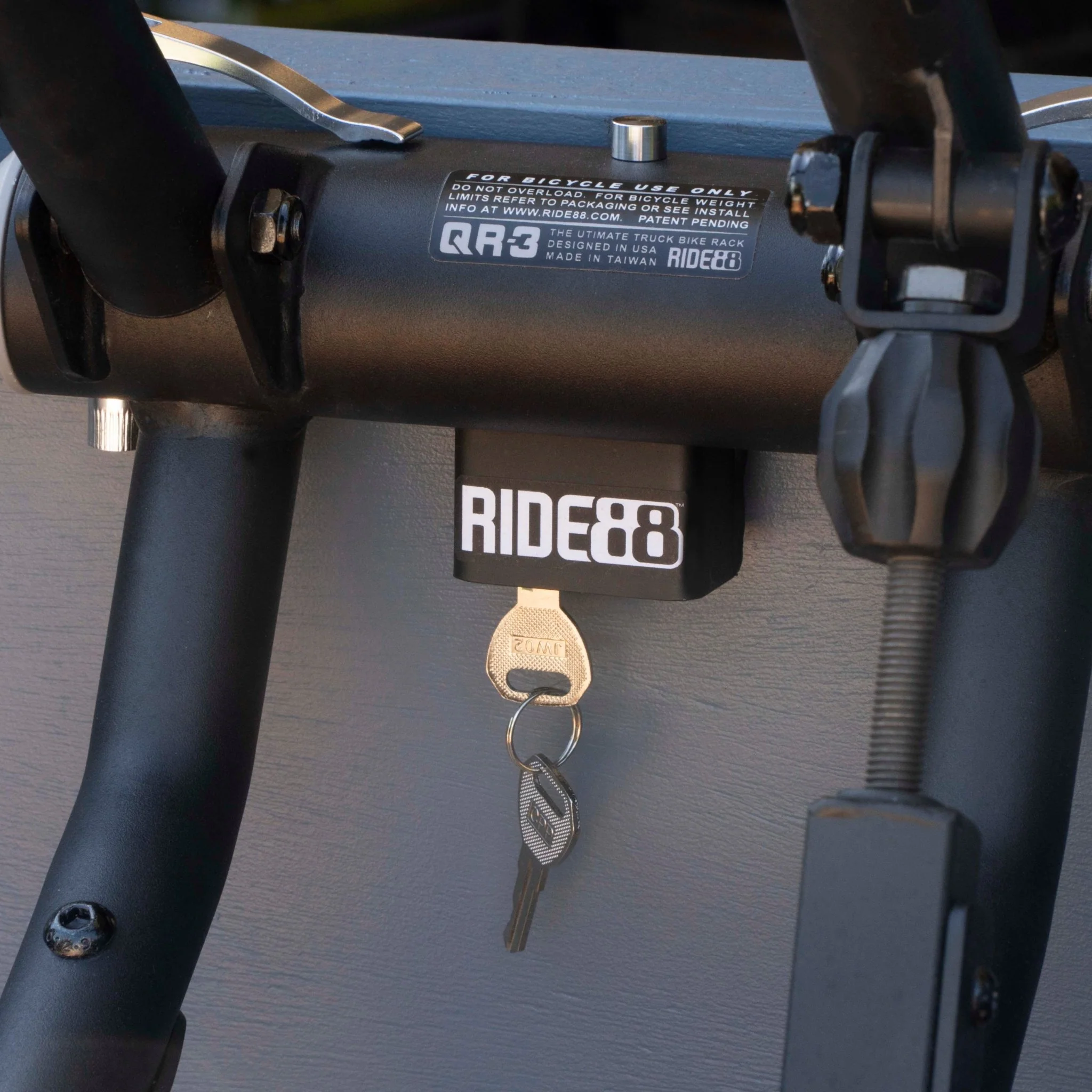RIDE88 Premium QR3 Rack Lock on QR3 Bike Rack for pickup truck beds.