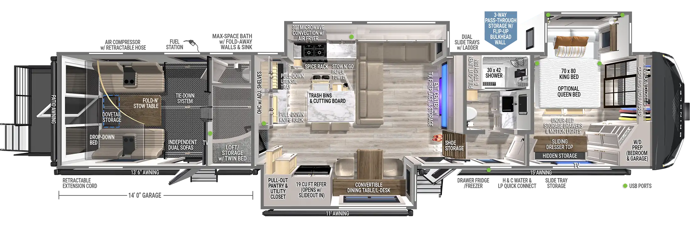 Model G 3950 Toy Haulers Floorplan - 2024 Brinkley RV