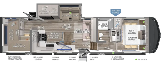 Model Z 2810 Fifth Wheel Floorplan Brinkley RV