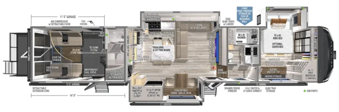 Brinkley Model G 3970 2 Bathroom Toy Hauler Floorplans