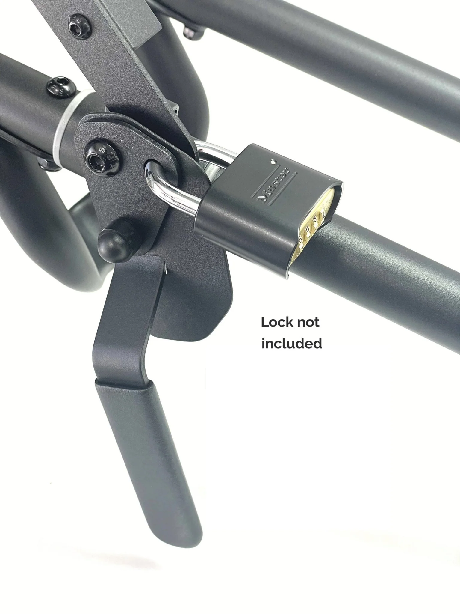 Custom handle lock mechanism for the RIDE88 QR3 Bike Rack. Lock not included.