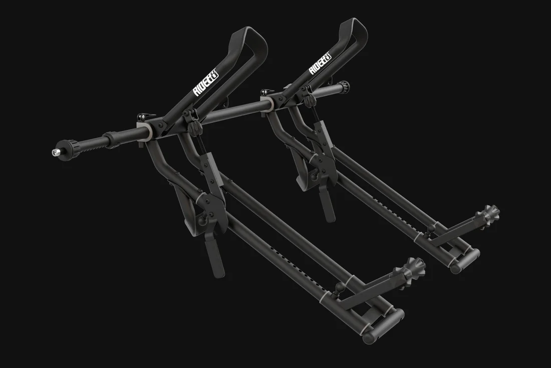 RIDE88 QR3 two bike bike rack mounted on a telescopic crossbar.