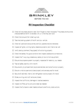 Brinkley RV Before You Go - RV Inspection Checklist