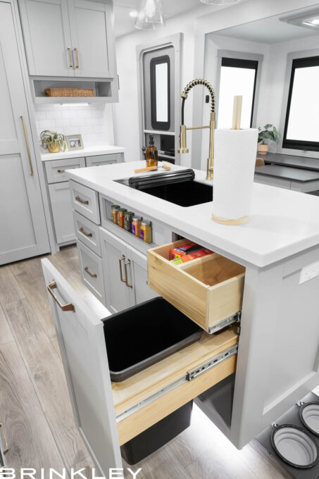 Model Z AIR 297 Travel Trailers Kitchen Trash Bin Storage 2025 Brikley RV 7224