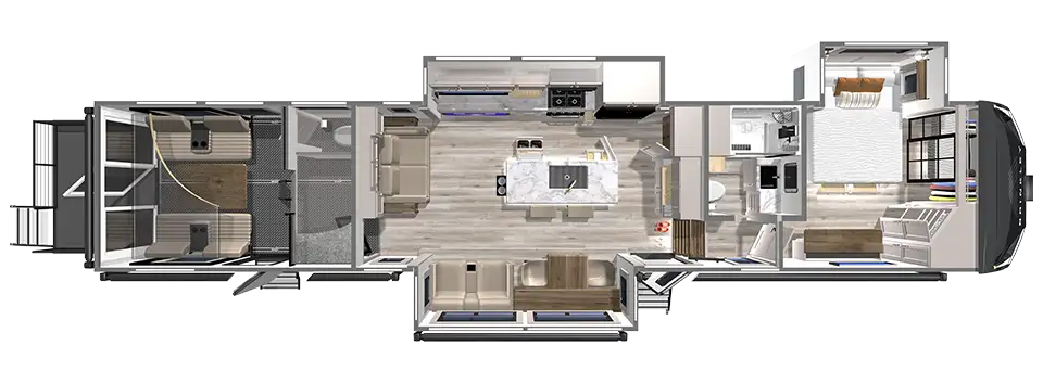 G 4100 Fifth Wheel Toy Hauler Floorplan by Brinkley RV