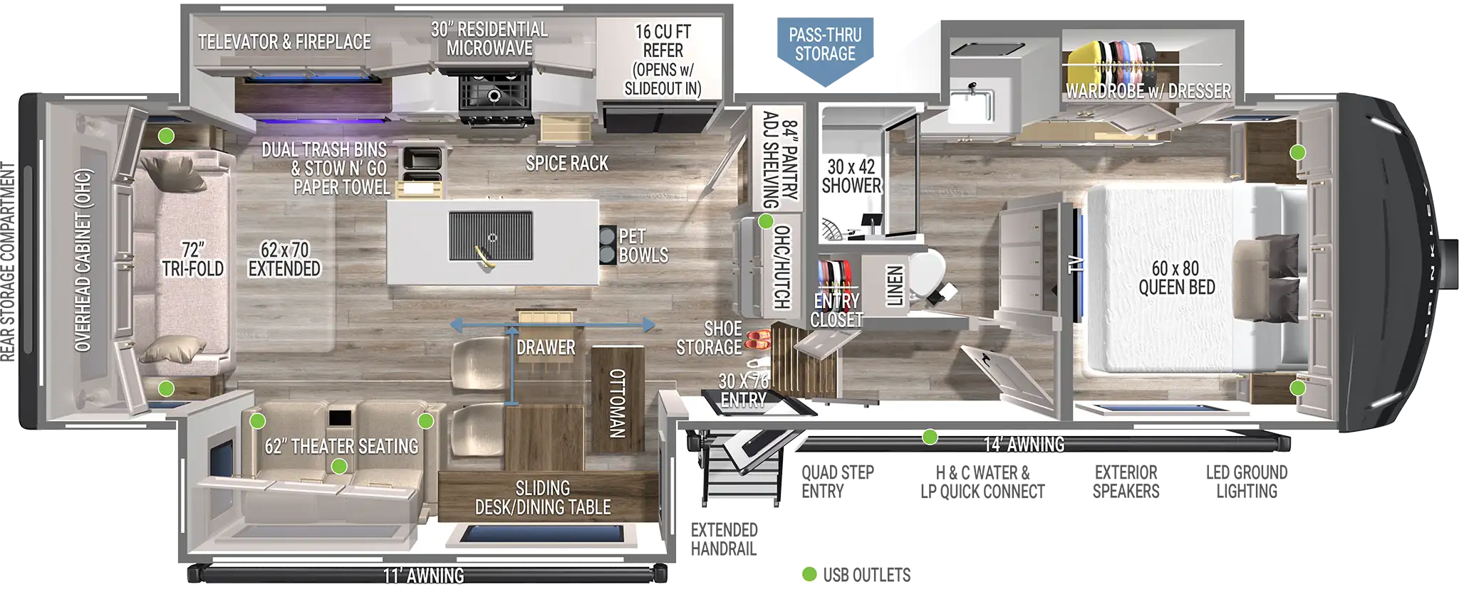 Brinkley RV Model Z 2900 Fifth Wheel Floorplan