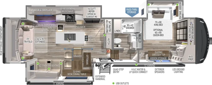 Model Z 3100 Fifth Wheel Floorplan Brinkley RV